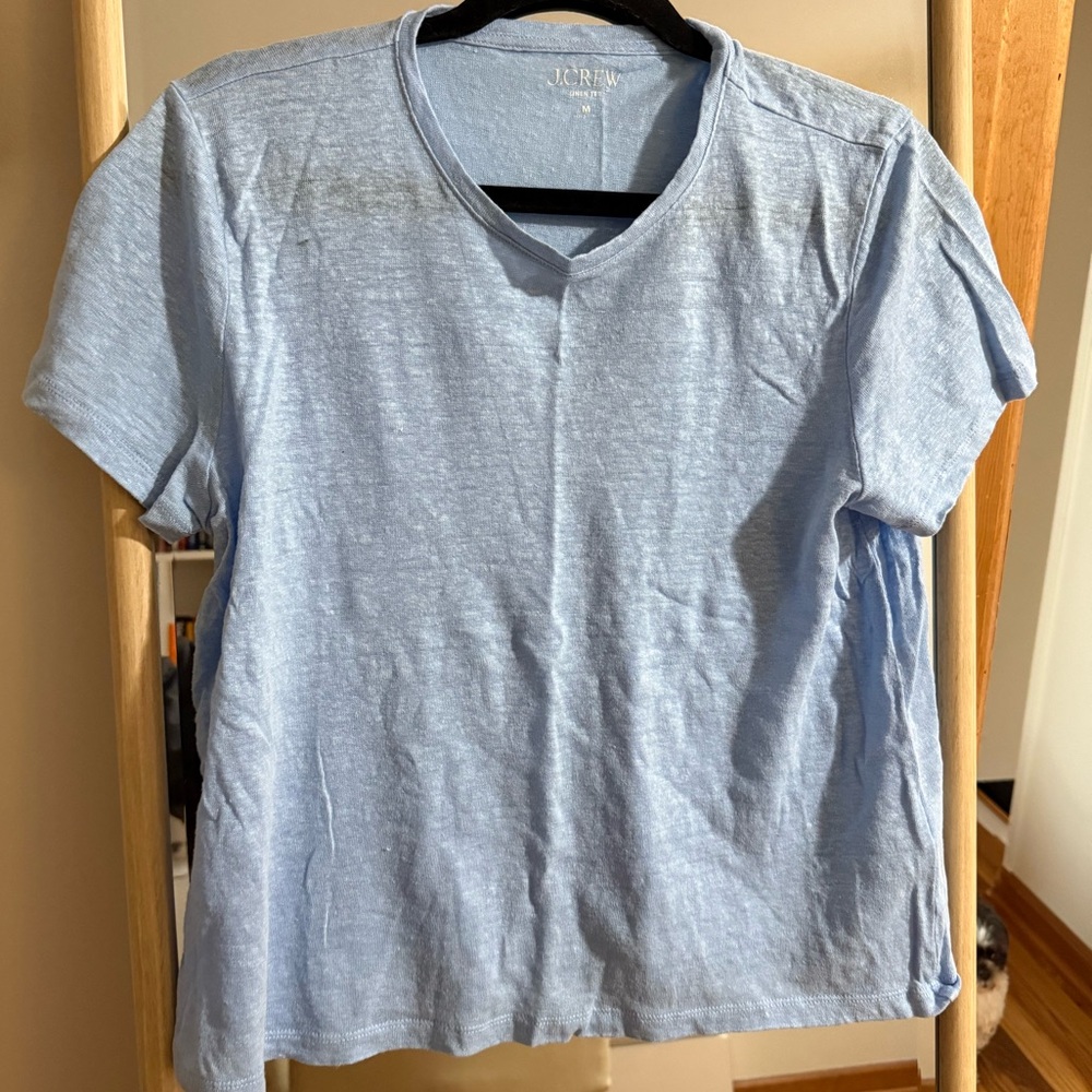 J.Crew Sky Blue 100% Linen Tee